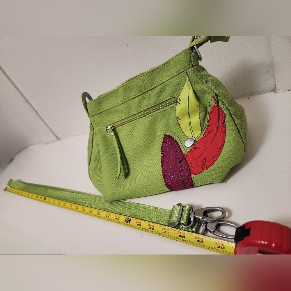 NWOT Haiku Crossbody Red Green Feathers Purse Bag - Picture 5 of 15